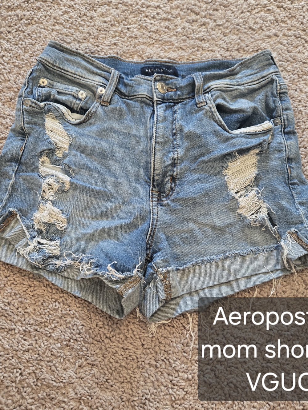 Aeropostale Light Blue Distressed Mom Shorts